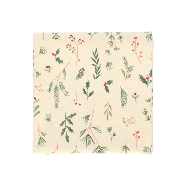 GOTS organic cotton tea towel with Christmas woodland print, 50 x 70 cm