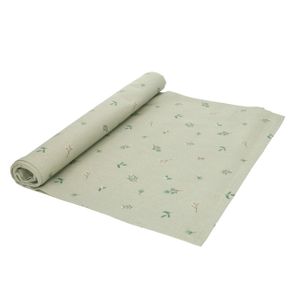 GOTS organic cotton long table runner with Christmas twig print, 45 x 260 cm