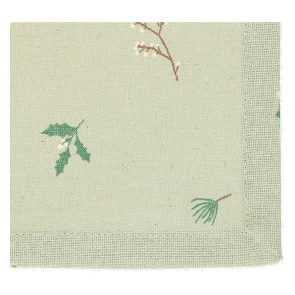 GOTS organic cotton long table runner with Christmas twig print, 45 x 260 cm