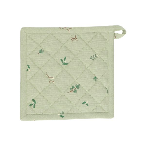 GOTS organic cotton pot holder with Christmas twig print