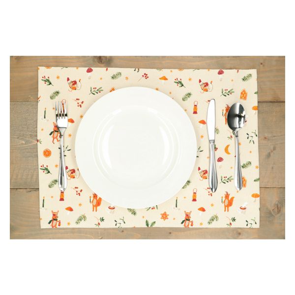 GOTS organic cotton placemat with winter stories print, 35 x 50 cm