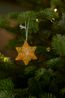 Yellow papier-mâché star Christmas decoration, approx. 5 cm