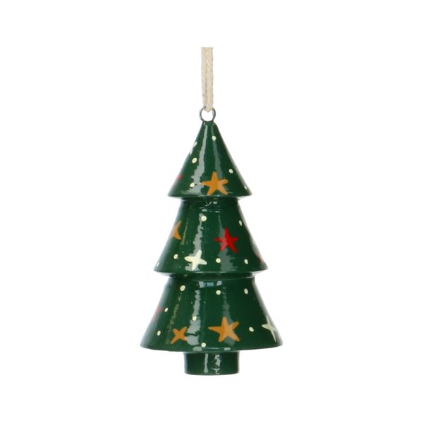 Dark-green papier-mâché Christmas tree-shaped decoration, approx. 7 cm