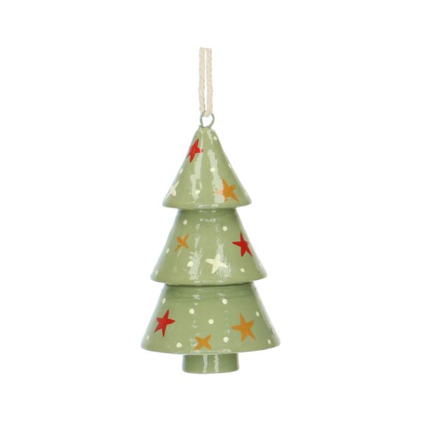 Light green, papier-mâché, Christmas tree-shaped decoration, approx. 7 cm