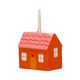 Pink, papier-mâché house-shaped Christmas decoration, approx. 5 cm