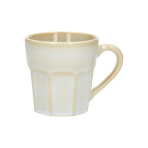 White, facetted stoneware mug with reactive glaze, 300 ml