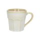 White, facetted stoneware mug with reactive glaze, Ø 10 cm