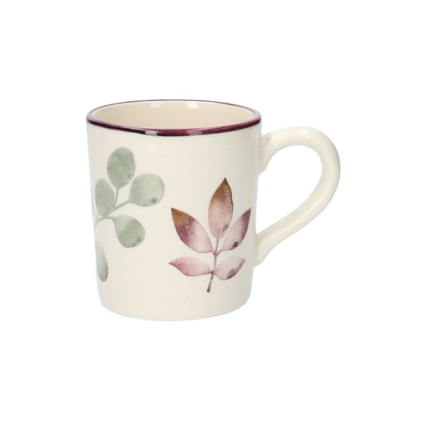 Earthenware mug with leaf motif, Ø 9 cm