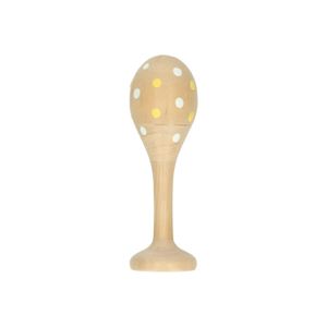 FSC wood and metal maraca with yellow dots