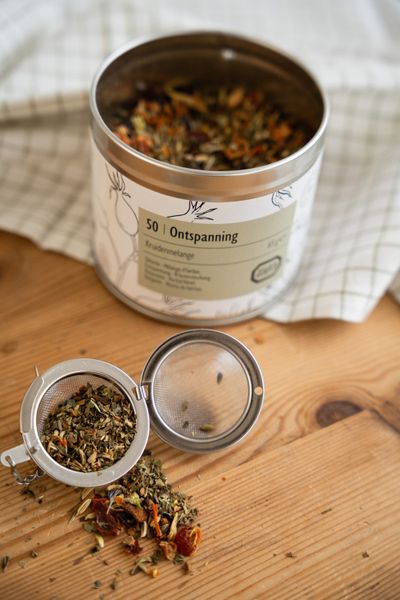 Ontspanning, biologisch, kruidenmelange, blik, 65 gram