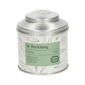 Tin of organic, mint & honey green tea, 50 g