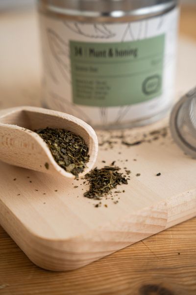 Munt & honing, biologisch, groene thee, blik, 50 gram