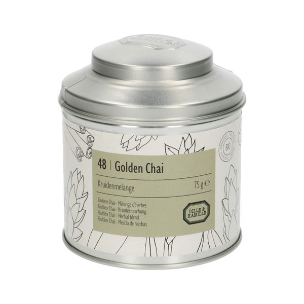 Tin of organic Golden Chai herb mix, 75 g