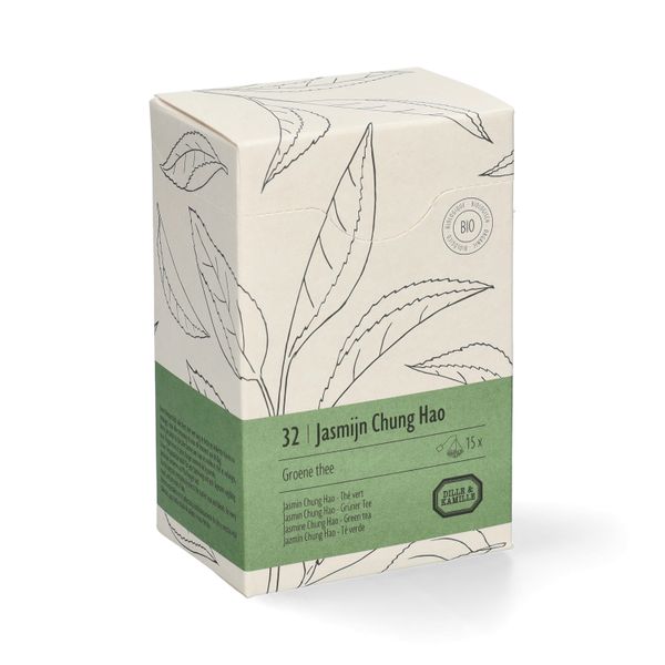 Jasmijn Chung Hao, biologisch, groene thee, 15 theebuiltjes