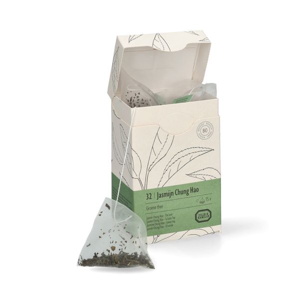Jasmijn Chung Hao, biologisch, groene thee, 15 theebuiltjes
