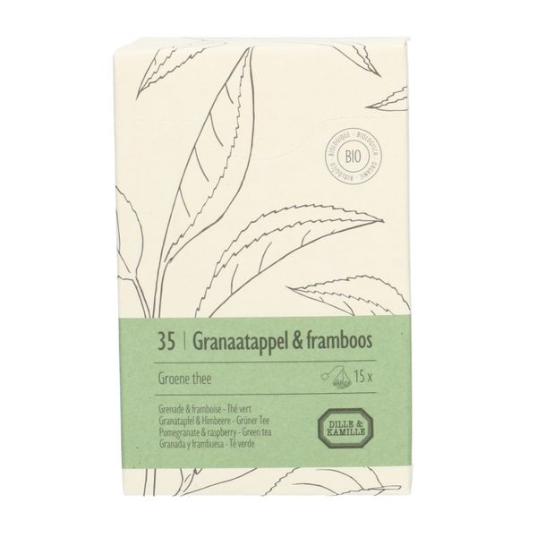 Image of Granaatappel&framboos, biologisch, groene thee, 15 theebuiltjes