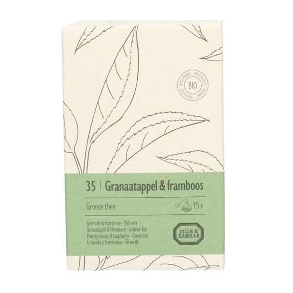 Granaatappel&framboos, biologisch, groene thee, 15 theebuiltjes