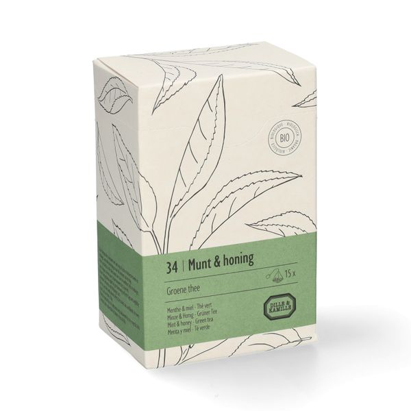 Munt & honing, biologisch, groene thee, 15 theebuiltjes