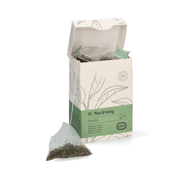 Munt & honing, biologisch, groene thee, 15 theebuiltjes