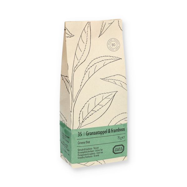 Granaatappel & framboos, biologisch, groene thee, zakje 75 gram