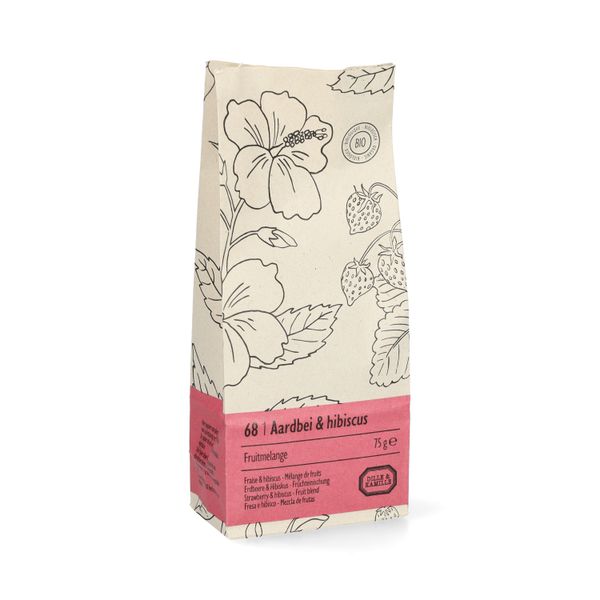Fraise & hibiscus, biologique, mélange de fruits, sachet 75 g Fraise & hibiscus, biologique, mélange de fruits, sachet 75 g