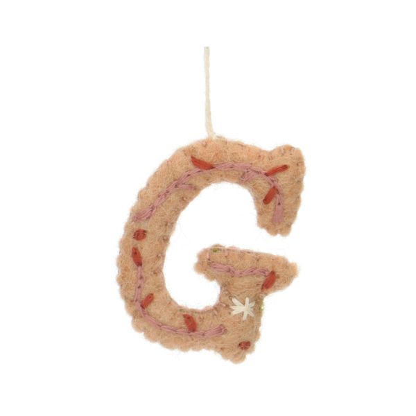 Christmas hanger, letter G, felt