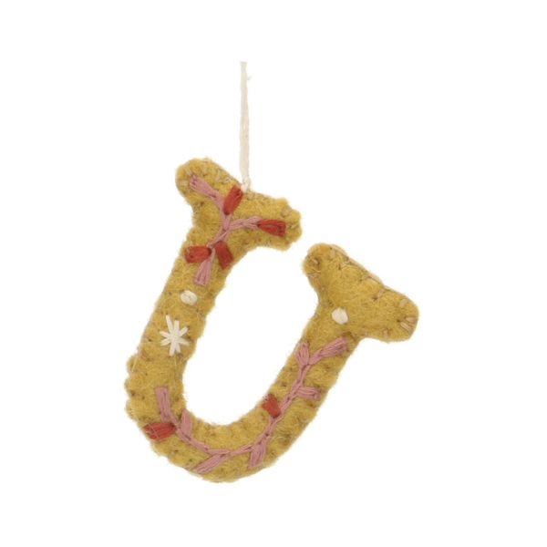 Christmas hanger, letter U, felt