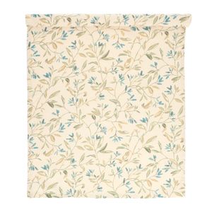 GOTS organic cotton table runner with a blue, winter blossom motif, 50 x 145 cm