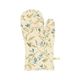 GOTS organic cotton oven glove with a blue, winter blossom motif, 18 x 32 cm