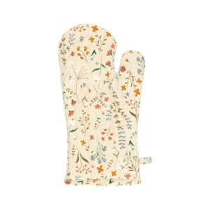 GOTS organic cotton oven glove with meadow flower motif