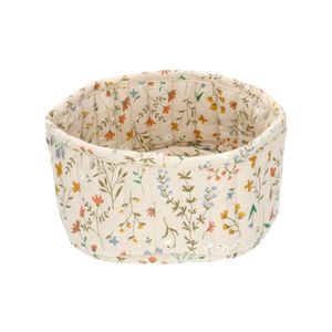 GOTS organic cotton bread basket with meadow flower motif, 20 cm