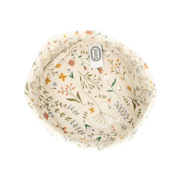 GOTS organic cotton bread basket with meadow flower motif, 20 cm