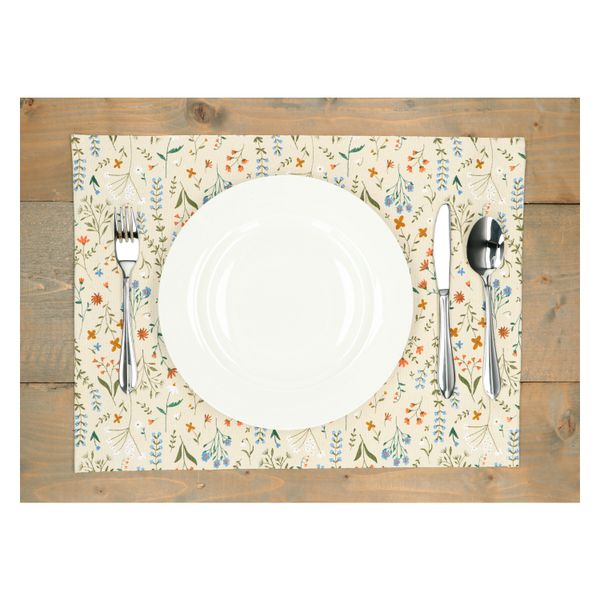 GOTS organic cotton placemat with meadow flower motif, 35 x 50 cm