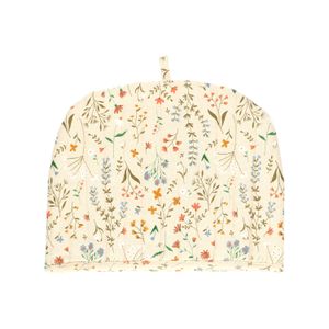 GOTS organic cotton tea cosy with meadow flower motif, 33 cm