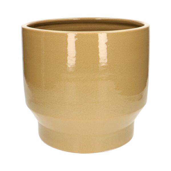 Caramel coloured earthenware flower pot 'Pato', Ø27 cm