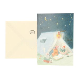 Christmas card + envelope, tent with animals