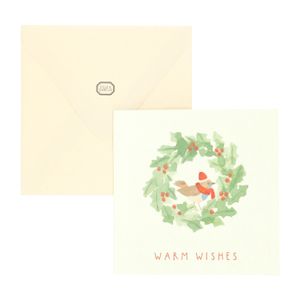 Kerstkaart + envelop, vierkant, kerstkrans