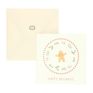 Christmas card + envelope, square, gingerbread man