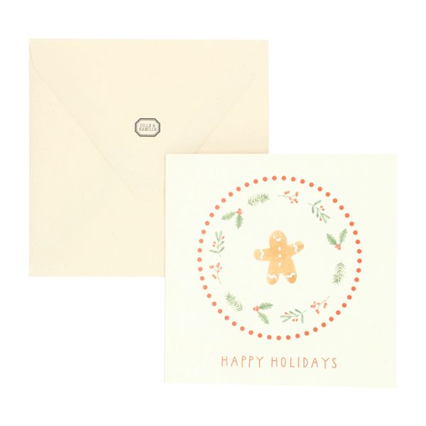 Kerstkaart + envelop, vierkant, koekemannetje