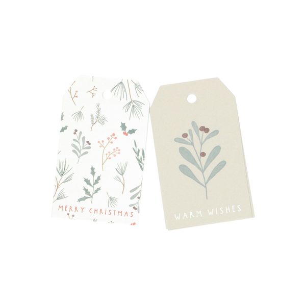 10 paper gift labels, Christmas twigs