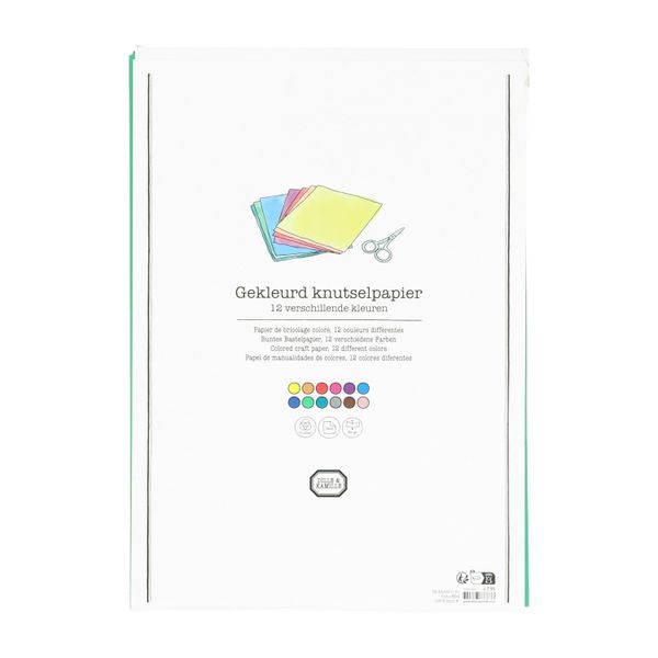 Craft paper, 12 colours, A4, 100 sheets, 80 g