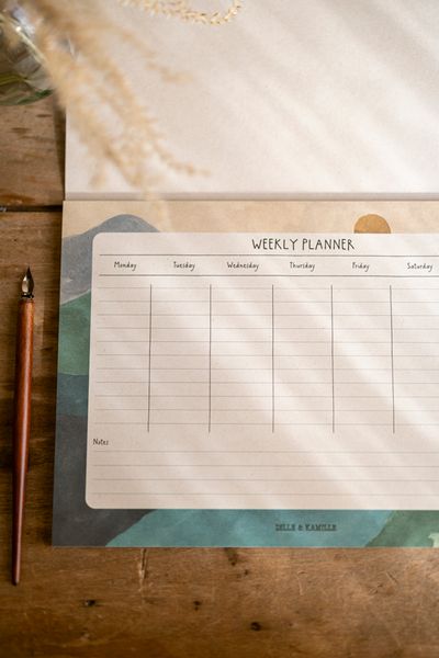 Weekplanner, boslandschap, A4, papier Weekplanner, boslandschap, A4, papier