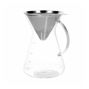 Koffiekan + filter, 600 ml, glas en rvs