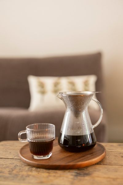 Cafetière + filtre, 600 ml, verre et inox