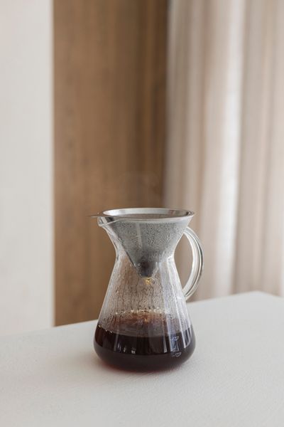 Cafetière + filtre, 600 ml, verre et inox
