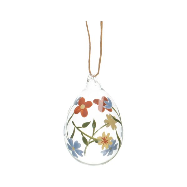 Glass decoration, egg, flowers