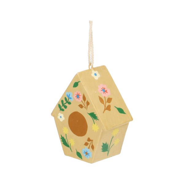 Hanger, vogelhuisje, papier maché, bloemen Hanger, vogelhuisje, papier maché, bloemen