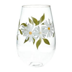 Vase, haut, verre, pâquerettes peintes à la main, Ø 19 x 30 cm Vase, haut, verre, pâquerettes peintes à la main, Ø 19 x 30 cm