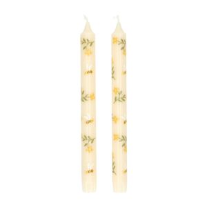 Bougies de table, blanc, abeilles, 25 cm, lot de 2 Bougies de table, blanc, abeilles, 25 cm, lot de 2
