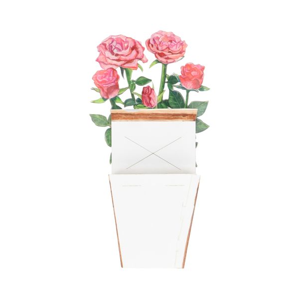 Carte 3D avec enveloppe, roses Carte 3D avec enveloppe, roses